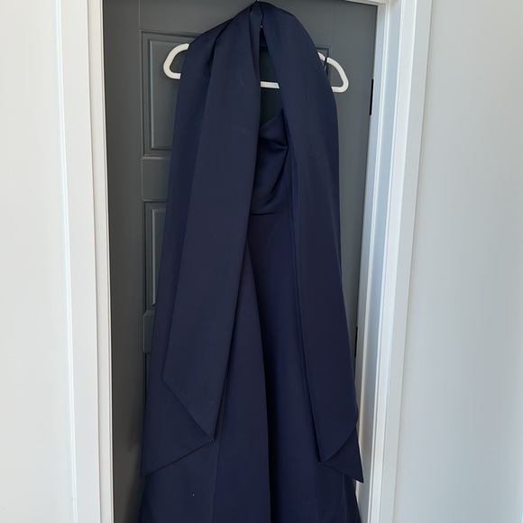 LORI ANN Navy A Line Ball Gown With Shawl - Picture 4 of 5